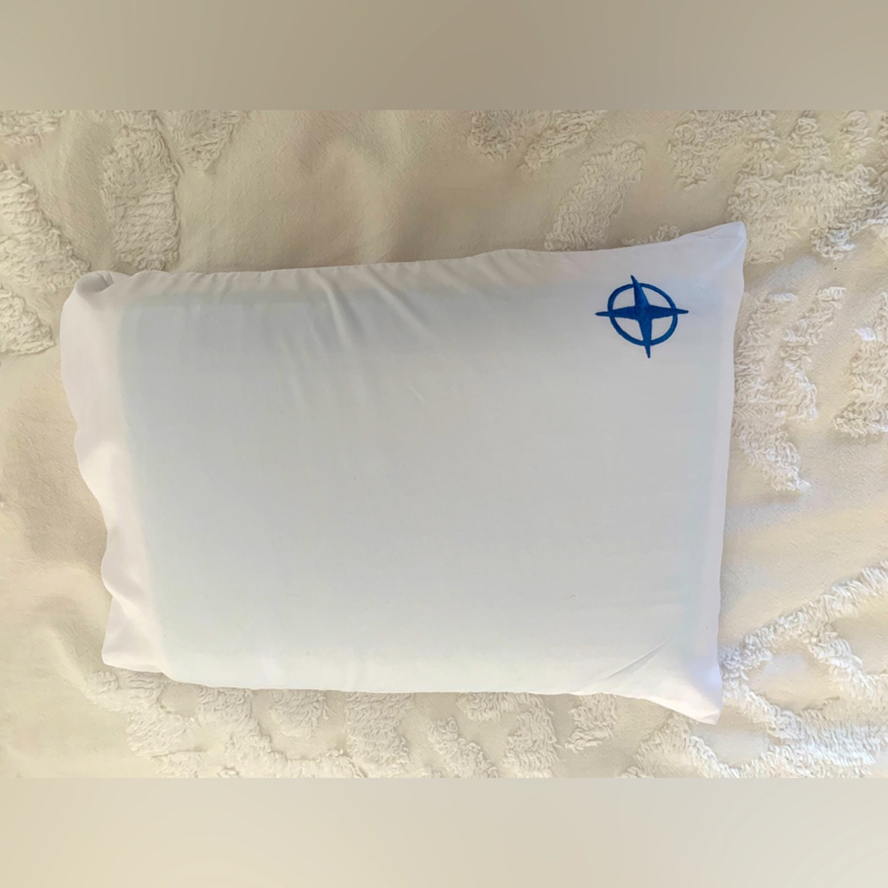 Travel Pillow 13x10inches: 2-Sided: Foam & Cooling Gel, White Pillow Case